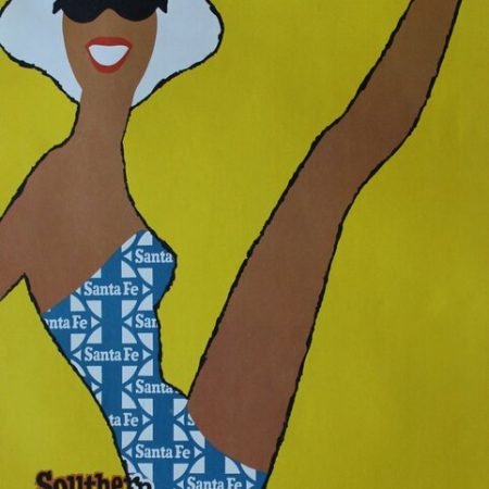 Original 1950s Santa Fe Railway Travel/Destination Poster Promoting Southern California