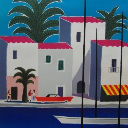 Original 1959 Air France 'Cote D'Azur' Travel/Destination Poster