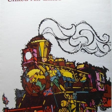 Original 1969 United Airlines Poster Advertising Travel to Atlanta USA.