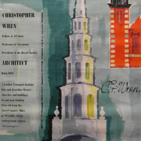 Original 1957 London Underground Poster 'Christopher Wren' by Hans Unger