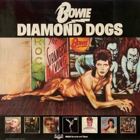Rare Original 1974 RCA Mainman David Bowie Promotional Poster for the Album 'Diamond Dogs'.